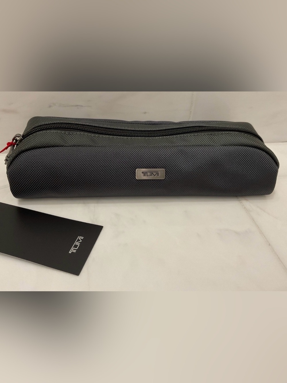 NEW - TUMI Zippered Ballistic Nylon Pencil Case - Cord Pouch - SEAL GRAY